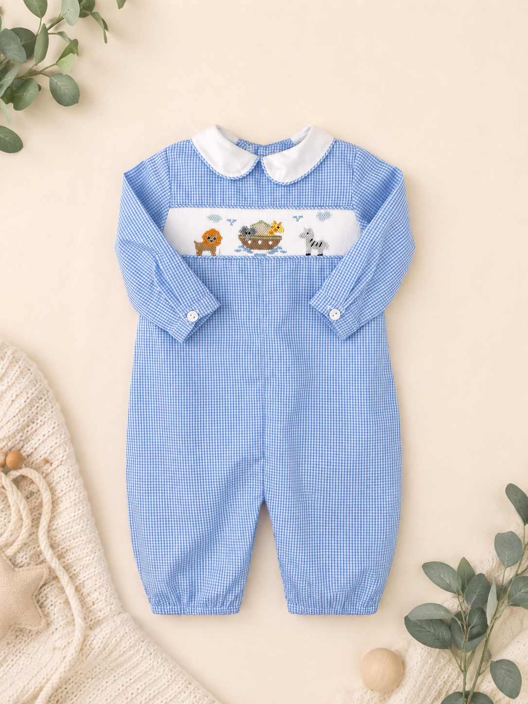 🦁 Noah’s Adventure Smocked Romper
